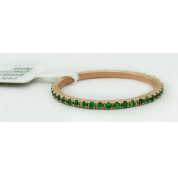 Created Emeralds 0.44 Cts Eternity Ring 14k Rose Gold